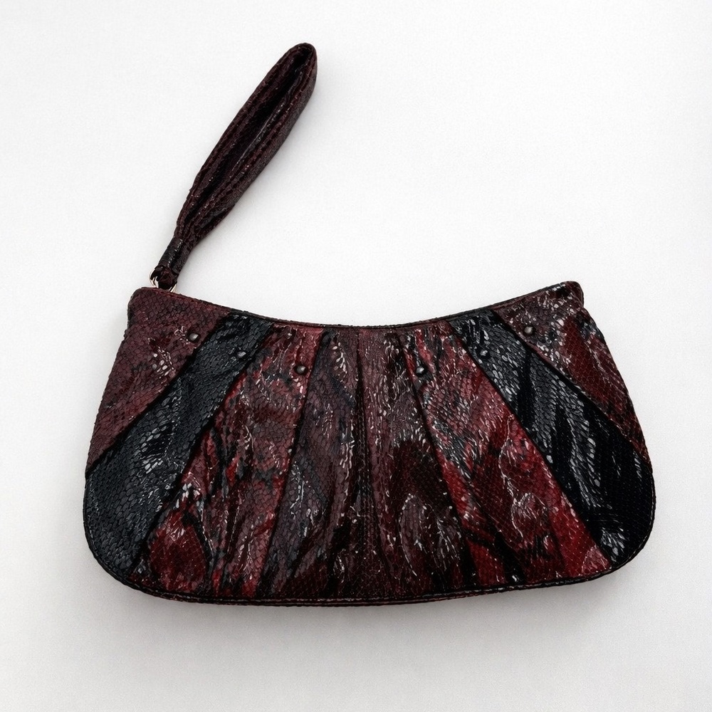 Nine West Y2k Faux Leather Snake Skin Wristlet Bag Clutch Evening